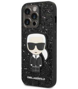 Juodas dėklas Apple iPhone 14 Pro Max telefonui "Karl Lagerfeld Glitter Flakes Ikonik Case"