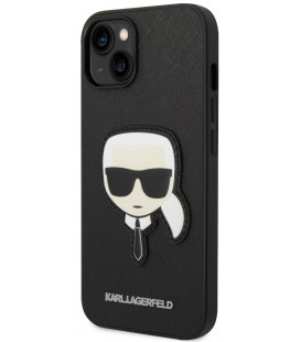 Juodas dėklas Apple iPhone 14 Plus telefonui "Karl Lagerfeld PU Saffiano Karl Head Case"