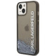 Juodas dėklas Apple iPhone 14 telefonui "Karl Lagerfeld Translucent Liquid Glitter Case"