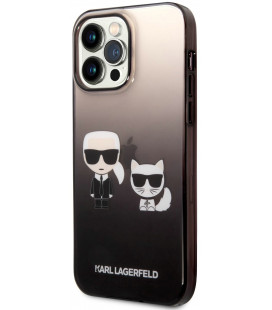 Juodas dėklas Apple iPhone 14 Pro Max telefonui "Karl Lagerfeld Gradient Karl and Choupette Case"