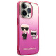 Rožinis dėklas Apple iPhone 14 Pro telefonui "Karl Lagerfeld Gradient Karl and Choupette Case"