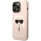 Rožinis dėklas Apple iPhone 14 Pro Max telefonui "Karl Lagerfeld Liquid Silicone Karl Head Case"