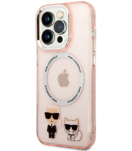 Rožinis dėklas Apple iPhone 14 Pro Max telefonui "Karl Lagerfeld MagSafe Compatible Case Karl and Choupette"