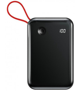 Juoda Išorinė baterija Power Bank USB + USB Type C + Lightning 3A 10000mAh "Baseus Mini S"