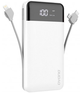 Balta Išorinė baterija Power Bank 20000mAh su įmontuotais laidais MicroUSB+Type-C+Lightning "Dudao K1Pro"