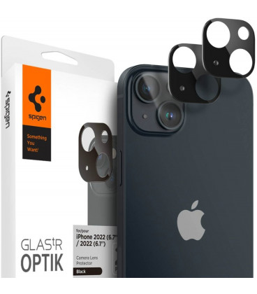 Juoda kameros apsauga Apple iPhone 14 / 14 Plus telefono kamerai apsaugoti "Spigen Optik.TR Camera Protector 2-Pack"