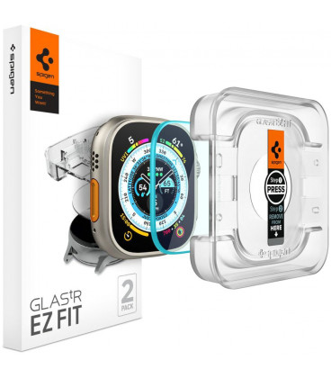 Apsauginis grūdintas stiklas Apple Watch Ultra 1 / 2 / 3 (49mm) laikrodžiui "Spigen Glas.TR EZ Fit 2-Pack"
