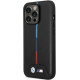 Juodas dėklas Apple iPhone 14 Pro telefonui "BMW M Tricolor Stripe Case"