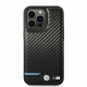Juodas dėklas Apple iPhone 14 Pro telefonui "BMW M PU Carbon Blue Line Case"