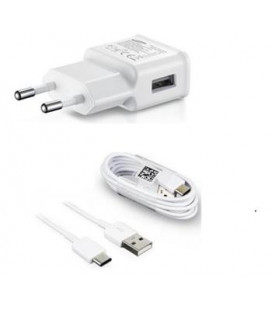 Baltas originalus Samsung pakrovejas 15W 1xUSB + USB - Type-C laidas "EP-TA200EWE + EP-DG970BWE"