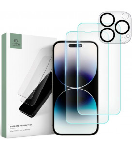 Apsauginiai grūdinti stiklai + kameros apsauga Apple iPhone 14 Pro Max telefonui "Tech-Protect Supreme Set"
