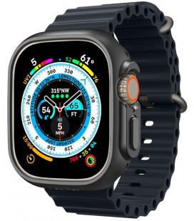 Juodas dėklas Apple Watch Ultra 1 / 2 / 3 / 4 (49mm) laikrodžiui "Spigen Thin Fit"