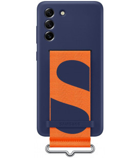Originalus mėlynas dėklas "Silicone Cover With Strap" Samsung Galaxy S21 FE telefonui "EF-GG990TNE"