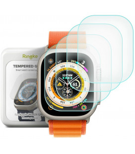 Apsauginis grūdintas stiklas Apple Watch Ultra 1 / 2 / 3 / 4 (49mm) laikrodžiui "Ringke ID FC Glass 4-Pack"