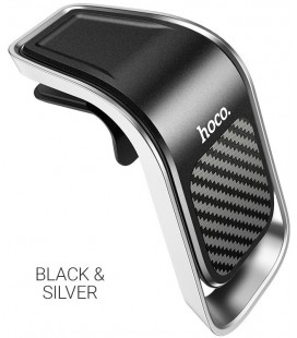 Automobilinis Universalus telefono laikiklis Hoco CA74 tvirtinamas į ventiliacijos groteles, magnetinis, juodas-pilkas