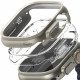 Pilkas (Titanium) ir skaidrus dėklai Apple Watch Ultra 1 / 2 / 3 (49mm) laikrodžiui "Ringke Slim 2-Pack"