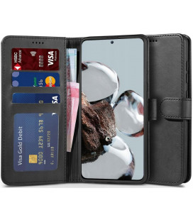 Juodas atverčiamas dėklas Xiaomi 12T / 12T Pro telefonui "Tech-Protect Wallet"