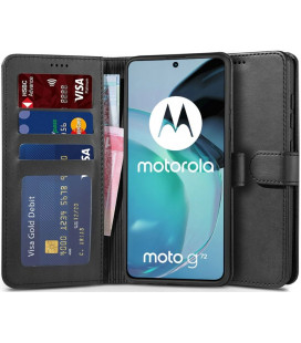 Juodas atverčiamas dėklas Motorola Moto G72 telefonui "Tech-Protect Wallet"