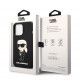 Juodas dėklas Apple iPhone 13 Pro telefonui "Karl Lagerfeld Liquid Silicone Ikonik NFT Case"