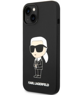 Juodas dėklas Apple iPhone 14 Plus telefonui "Karl Lagerfeld Liquid Silicone Ikonik NFT Case"