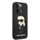 Juodas dėklas Apple iPhone 14 Pro Max telefonui "Karl Lagerfeld Liquid Silicone Ikonik NFT Case"