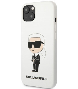 Baltas dėklas Apple iPhone 13 telefonui "Karl Lagerfeld Liquid Silicone Ikonik NFT Case"