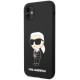 Juodas dėklas Apple iPhone 11 telefonui "Karl Lagerfeld Liquid Silicone Ikonik NFT Case"