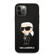 Juodas dėklas Apple iPhone 12 / 12 Pro telefonui "Karl Lagerfeld Liquid Silicone Ikonik NFT Case"