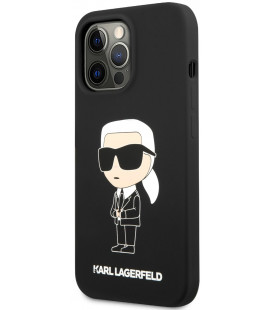Juodas dėklas Apple iPhone 13 Pro Max telefonui "Karl Lagerfeld Liquid Silicone Ikonik NFT Case"