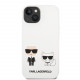 Baltas dėklas Apple iPhone 14 telefonui "Karl Lagerfeld and Choupette Liquid Silicone Case"