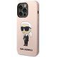 Rožinis dėklas Apple iPhone 14 Pro telefonui "Karl Lagerfeld Liquid Silicone Ikonik NFT Case"