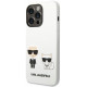 Baltas dėklas Apple iPhone 14 Pro telefonui "Karl Lagerfeld and Choupette Liquid Silicone Case"