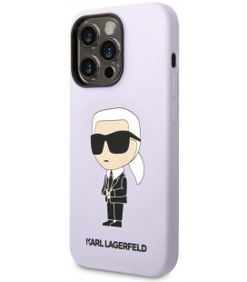 Purpurinis dėklas Apple iPhone 14 Pro telefonui "Karl Lagerfeld Liquid Silicone Ikonik NFT Case"