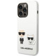 Baltas dėklas Apple iPhone 14 Pro Max telefonui "Karl Lagerfeld and Choupette Liquid Silicone Case"