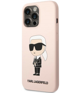 Rožinis dėklas Apple iPhone 13 Pro telefonui "Karl Lagerfeld Liquid Silicone Ikonik NFT Case"