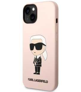 Rožinis dėklas Apple iPhone 14 telefonui "Karl Lagerfeld Liquid Silicone Ikonik NFT Case"
