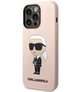 Rožinis dėklas Apple iPhone 14 Pro Max telefonui "Karl Lagerfeld Liquid Silicone Ikonik NFT Case"