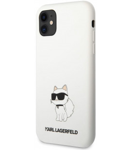 Baltas dėklas Apple iPhone 11 telefonui "Karl Lagerfeld Liquid Silicone Choupette NFT Case"