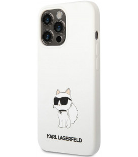 Baltas dėklas Apple iPhone 13 Pro telefonui "Karl Lagerfeld Liquid Silicone Choupette NFT Case"