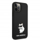 Juodas dėklas Apple iPhone 12 / 12 Pro telefonui "Karl Lagerfeld Liquid Silicone Choupette NFT Case"