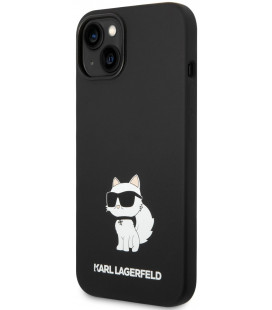 Juodas dėklas Apple iPhone 14 telefonui "Karl Lagerfeld Liquid Silicone Choupette NFT Case"