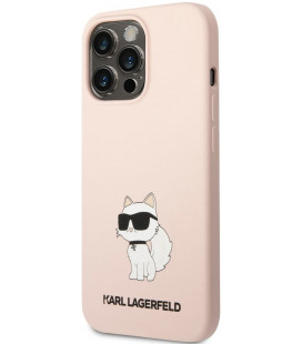 Rožinis dėklas Apple iPhone 13 Pro Max telefonui "Karl Lagerfeld Liquid Silicone Choupette NFT Case"
