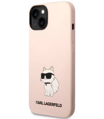 Rožinis dėklas Apple iPhone 14 telefonui "Karl Lagerfeld Liquid Silicone Choupette NFT Case"