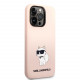 Rožinis dėklas Apple iPhone 14 Pro telefonui "Karl Lagerfeld Liquid Silicone Choupette NFT Case"
