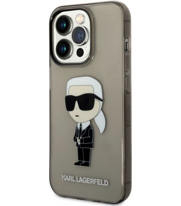 Juodas dėklas Apple iPhone 14 Pro telefonui "Karl Lagerfeld IML Ikonik NFT Case"