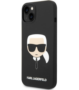 Juodas dėklas Apple iPhone 14 telefonui "Karl Lagerfeld MagSafe Compatible Case Liquid Silicone Karl Head"