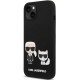 Juodas dėklas Apple iPhone 14 telefonui "Karl Lagerfeld MagSafe Compatible Case Liquid Silicone Karl and Choupette"