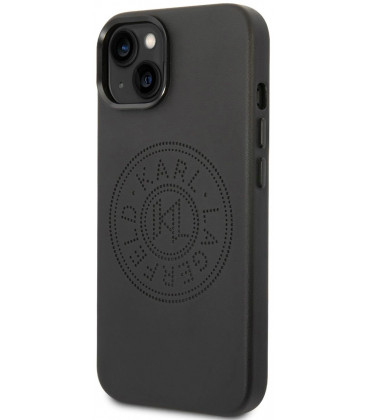 Juodas dėklas Apple iPhone 14 telefonui "Karl Lagerfeld PU Leather Perforated Logo Case"