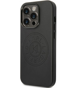 Juodas dėklas Apple iPhone 14 Pro Max telefonui "Karl Lagerfeld PU Leather Perforated Logo Case"