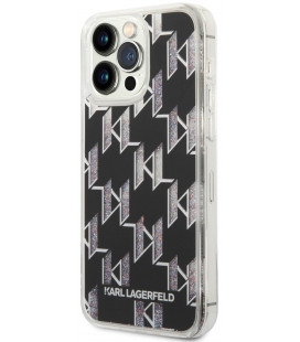 Juodas dėklas Apple iPhone 14 Pro Max telefonui "Karl Lagerfeld Monogram Liquid Glitter Case"